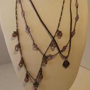 Lot of 3 Necklace Necklaces Purple Theme - Genuine Amethyst & Silver